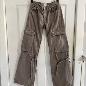 Zara Brown Cargo Pants Utility Style